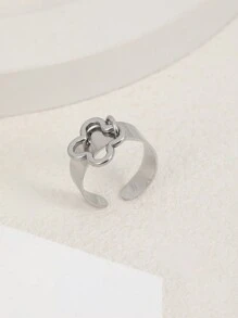 1pc Fashionable Asymmetrical Geometric Square Pendant Ring - Silver - View 7