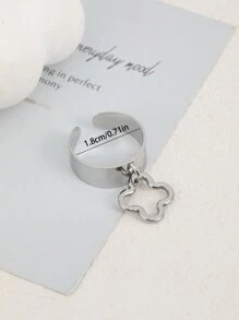 1pc Fashionable Asymmetrical Geometric Square Pendant Ring - Silver - View 8