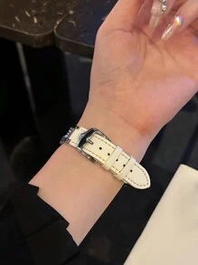 米色皮革表带兼容 表带 女款 41 毫米 40 毫米 38 毫米 44 毫米 45 毫米 42 毫米 49 毫米 Ultra2。时尚皮革表带 V 形金属扣适合表带系列 9 8 7 6 5 4 3 2 1 SE（银色/白色）。佩戴柔软、透气、舒适，兼容 配件