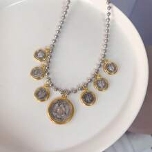 1 pieza, Collar de San Benito de color dorado de aleación de metal, cuentas de cobre chapadas en oro de 18K - Collar con dijes - Ver 3