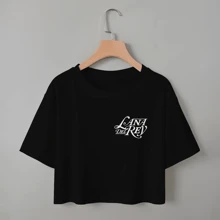 Cropped Top Oversized Women's Blouse Drop Shoulder Front And Back Version  Singer Album Happiness Is A Butterfly - màu đen - Xem 4