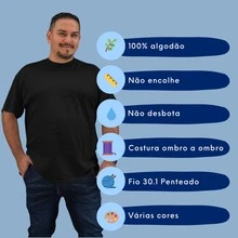 Men's Plus Size Basic Plain Premium Cotton T-Shirt - 藏蓝色 - 查看 2