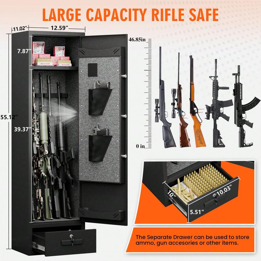 Gun Safe, 4-5 Gun Rifle Safe For Home Rifle And Pistols, Quick Access ...