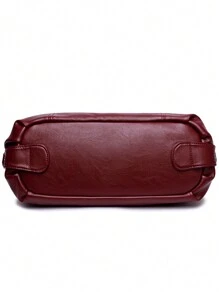 2024 New Luxury Women's Handbag, Large Capacity Shoulder Bag, PU Leather Tote Bag - Burgundy - View 8
