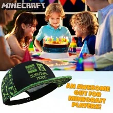 Minecraft Baseball Cap Sun Hat Lightweight Adjustable Strap Snapback Creeper Holiday Accessories Gamer Gift - Black - View 2
