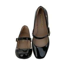 Women's Patent Leather Doll Dress Shoes, Medium Low Block Heel, Pointed Toe, Comfortable, Colorful, Various Colors, Black, Black, Nude, Pink, Rose, Pinkish, Red, White - Ref. 6484 - Black - View 4