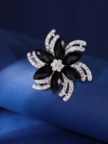 1pc European & American Style Floral Brooch With Alloy Rhinestone For Anti-Wardrobe Malfunction, Fashion Accessory - Multicolor - View 2