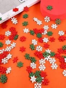 50 piezas Decoración navideña de madera en forma de copos de nieve, decoración para esparcir, decoración de mesa DIY, decoración de invierno, confeti de copos de nieve de madera para decoración de mesa, Navidad