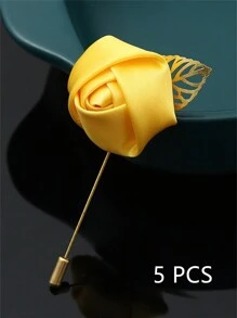 5pcs Luxury Bridal Chest Flower, Korean-Style Golden Leaves, White Rose, Bridesmaid And Groomsman Chest Flower Valentine's Day Accessories - White - View 16