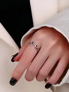 Nhẫn đôi bạc Sterling 925 màu đen huyền thoại Wukong, nhẫn vàng, nhẫn cổ điển sáng tạo có thể điều chỉnh, quà tặng hoàn hảo cho cặp đôi/chị em gái/quà kỷ niệm - Bạc - Xem 8