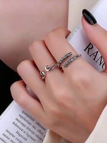 Nhẫn đôi bạc Sterling 925 màu đen huyền thoại Wukong, nhẫn vàng, nhẫn cổ điển sáng tạo có thể điều chỉnh, quà tặng hoàn hảo cho cặp đôi/chị em gái/quà kỷ niệm - Bạc - Xem 10