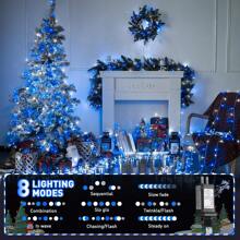 JMEXSUSS Blue And White String Lights Outdoor Indoor, 200 LED Christmas String Lights Clear Wire, 66ft Christmas Lights Plug In For Bedroom Tree Room Party Decorations - 藍白色 - 查看 4