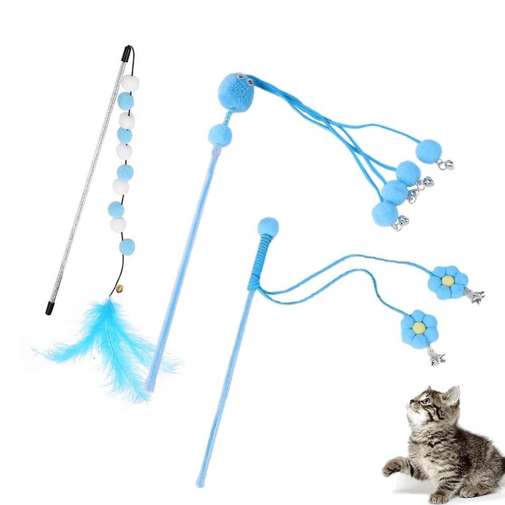 Sheer Fun Interactive Cat Toy With Plush Balls - Engaging Play Sticks For Cats ...