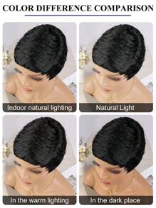 短款精灵短直发假发，短款精灵短发分层假发，带刘海，适合日常佩戴，全机织假发