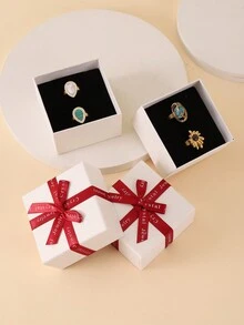 TONVIC 12 件矩形纸质蝴蝶结首饰礼盒，适用于戒指、项链、耳环，适合婚礼、订婚、派对 - 12PCS - 查看 7