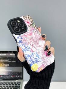 苹果 1 件秋冬豹纹花卉穿孔皮革防震手机壳适用于 11 12 13 14 11 Pro Max 12 Pro Max 13 Pro Max 14 Pro Max XR 15 15 Pro 15 Pro Max、 16 16 Pro 16 Plus 16 Pro Max、Galaxy A05 A15 A34 A54 S23 S24 防水防摔防刮 - 彩色 - 查看 2