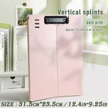 1pc A4 Size Large Capacity Upright Clipboard File Folder - Ultimate Organization & Information Book Classification - Perfect Filing Tool For Subject Management - Pink - View 1