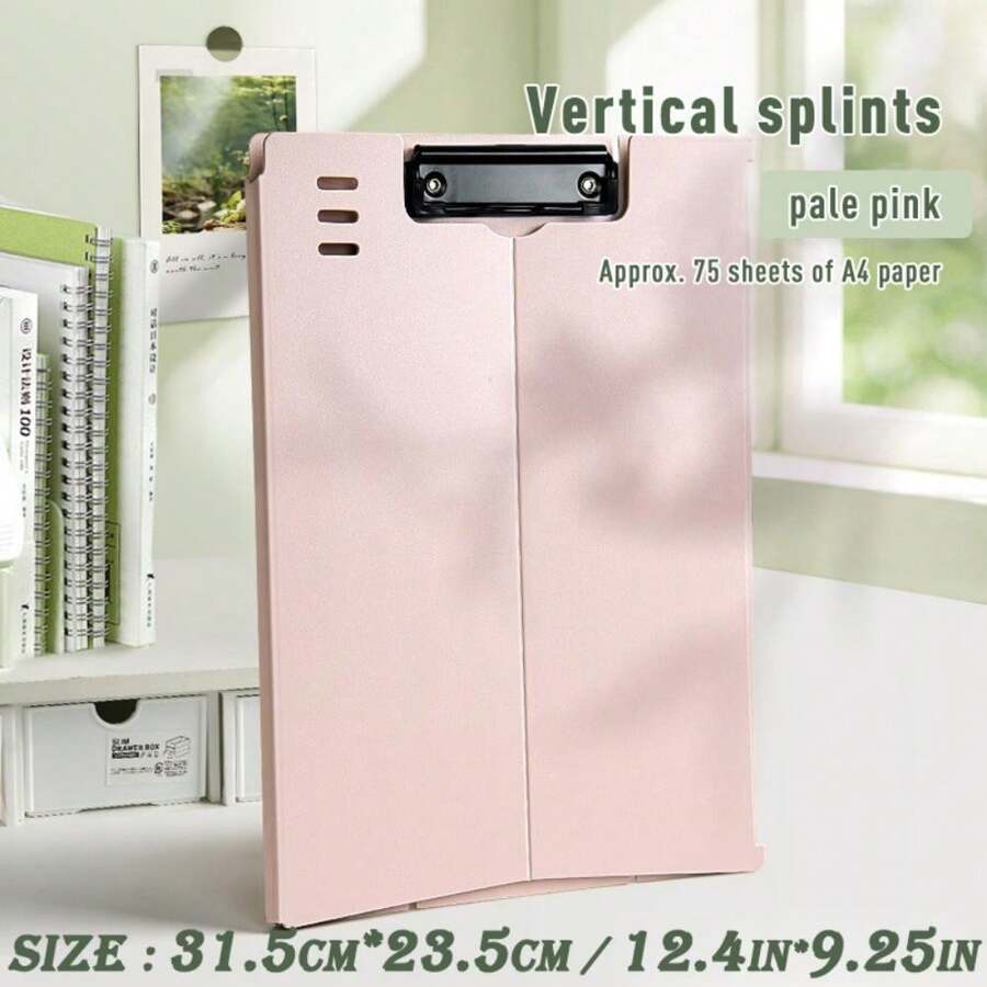 1pc A4 Size Large Capacity Upright Clipboard File Folder - Ultimate Organization & Information Book Classification - Perfect Filing Tool For Subject Management - Pink - View 1