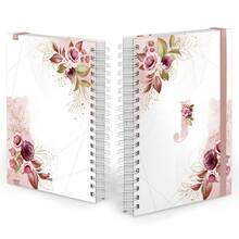 iscool Daily Planner Plus 2025 Floral Monogram Initial Letter J - 白色和粉紅色 - 查看 2