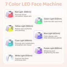HanTai Fxtiaa Terapia de luz facial LED, máscara facial LED de 7 en 1 Equipo de belleza corporal facial - Blanco - Ver 2