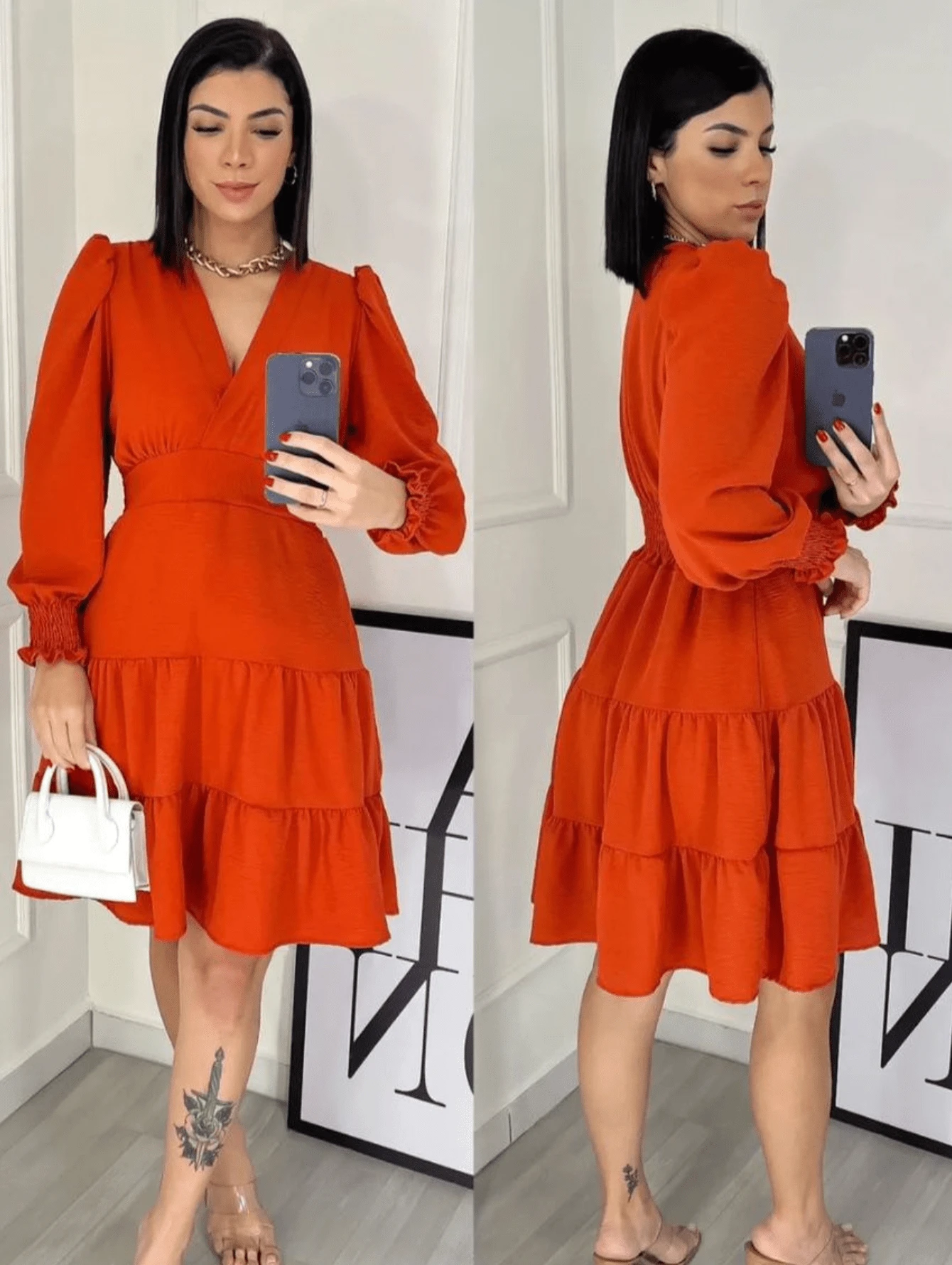 Duna Short Long Sleeve Dress - Evangelical Fashion, One Size G (Up To 44) - trái cam - Xem 1