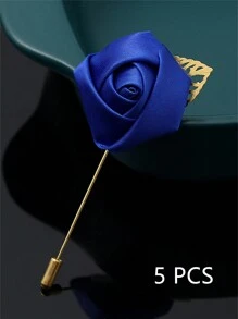 5pcs Luxury Bridal Chest Flower, Korean-Style Golden Leaves, White Rose, Bridesmaid And Groomsman Chest Flower Valentine's Day Accessories - White - View 8