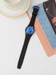 1 pieza Nuevo reloj de pulsera de cuarzo de moda y sencillo, apropiado para uso diario de niños - Negro - Ver 6