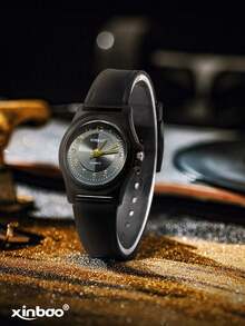 1 pieza Nuevo reloj de pulsera de cuarzo de moda y sencillo, apropiado para uso diario de niños - Negro - Ver 2