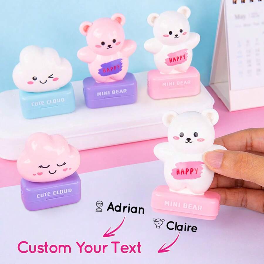 1 Phim hoạt hình Đám mây Gấu Con dấu Tên tùy chỉnh Con dấu Đồ chơi Không thấm nước Quần áo Học sinh In Tên Có thể giặt Không phai Trẻ em Con dấu Tên tùy chỉnh Phim hoạt hình Đám mây Tên tùy chỉnh Quà tặng - nhiều màu - Xem 1