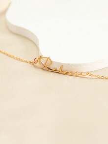 定制诞生石项链，带有 12 个月的草书英文名称，不锈钢女士项链，最佳生日/母亲节礼物 - 金色 - 查看 5