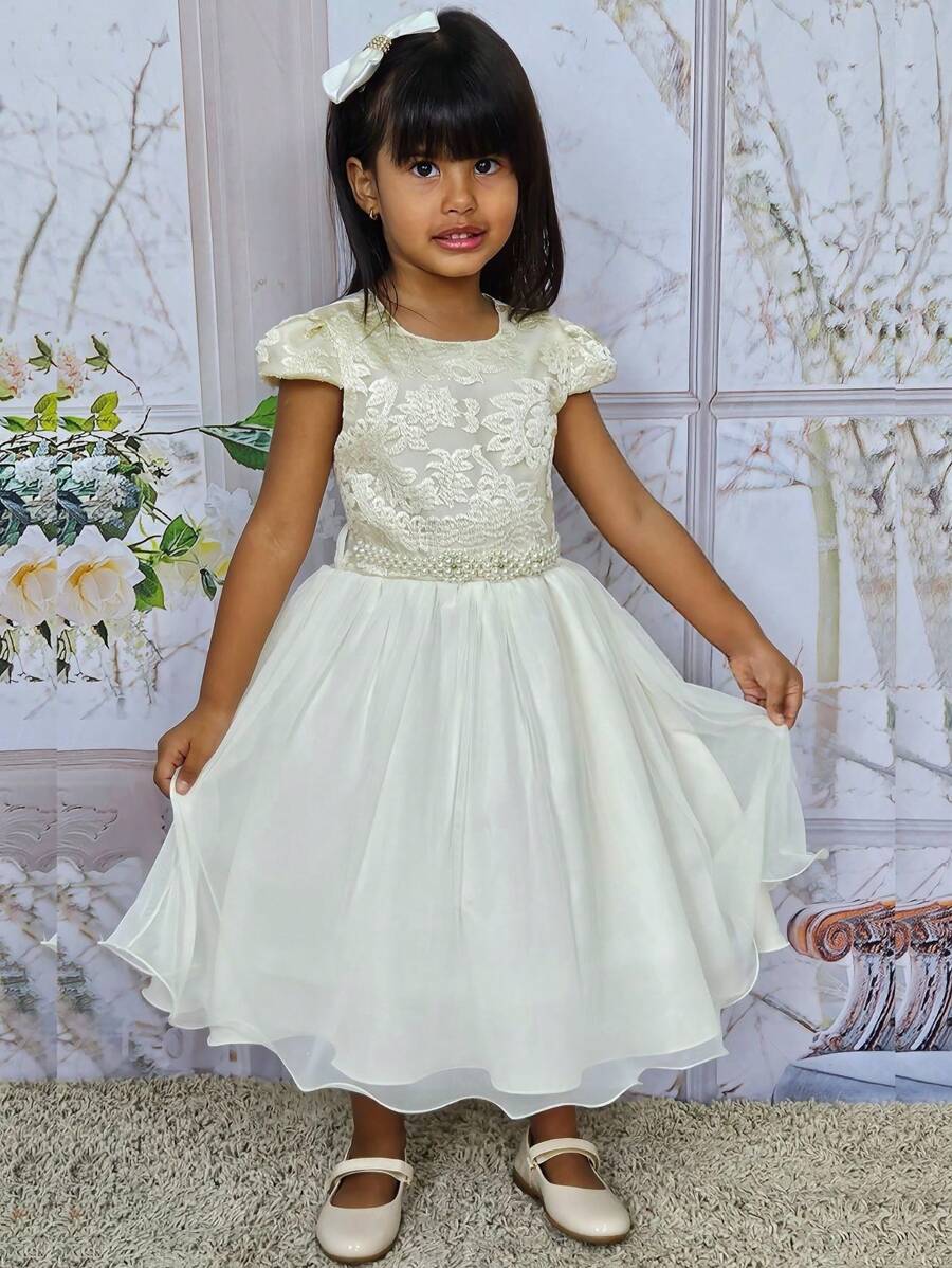 Luxury Children's Dress For Girls Birthday Party 1 To 4 - 米色 - 查看 1