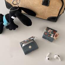 皮革标签小狗插图耳机盒，适用于 Apple Pro3/ Pro2/ Pro/AirPods3/AirPods2/AirPods4 - 藏蓝色 - 查看 7