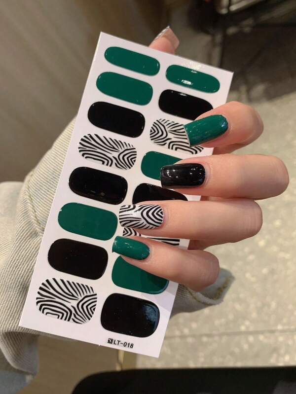 1pc New Full Nail Art Stickers, Leopard Print Pattern, Waterproof Removable Nail Stickers, Women Nail Art Decor, Self-Adhesive Nail Stickers, Easy To Use, Suitable For Holiday, Party, Birthday Gift