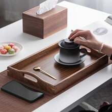 1 صينية شاي مستطيلة، صينية شاي صغيرة على الطراز الصيني الجديد مع مقبض، صينية تقديم خشبية للمنزل والفندق والحفلات والتناول والقهوة والنزهات، مناسبة كهدايا لعيد الحب وعيد الميلاد والزينة الخاصة بالكريسماس - متعدد الألوان - مشاهدة 7