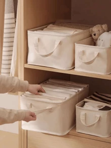 Wabi-Sabi Style Foldable Fabric Storage Boxes (Set) - For Wardrobe And Underbed Storage Organization, Suitable For Clothes, Bedding, Socks, Underwear | Minimalist Zen-Inspired Home Storage Containers - Beige - View 3