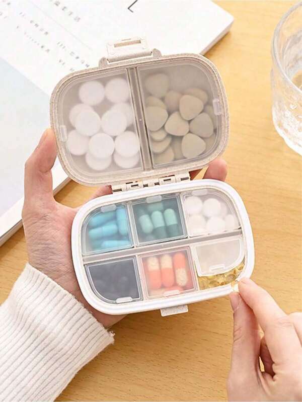 1pc 8-Compartment Pill Case, Portable Sealed Medicine Box, Mini Portable Pills Organizer Case, Waterproof And Moisture-Proof Travel Medicine Storage Box Small Pill Box With Separate Layers, Pocket Pill Box, Dispenser For Purse Vitamin Fish Oil Compartments Container Medicine Box, Medicine Organizer, Suitable For Outdoor Camping, Hiking, Fishing, Moisture-Proof, Mountaineering, And Safe Travel