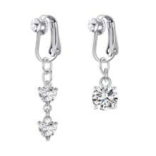 2-3pcs Pink Fake Belly Ring Clip On Belly Button Rings Stainless Steel Fake Earrings Diamond Dangle Non Piercing Belly Piercing Jewelry With Pain Relieving Silicone Pads