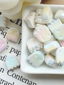 10pcs Acrylic Ghost Beads With Electroplated UV Finish For DIY Jewelry, Bracelets & Beaded Pens - Assorted Colors