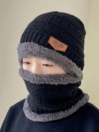 2 paquetes Gorro y bufanda de invierno, gorro y bufanda de polar grueso para niños y niñas, gorro y bufanda de invierno de felpa cálida, gorro y bufanda de punto de otoño e invierno para adolescentes (adecuado para 12-16 años)