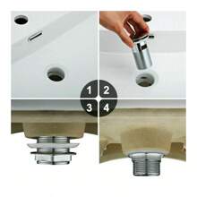 Siphon Siphon Pop Up Drain Valve Drain Fitting With Overflow Wash Basin Drain Zinc Alloy Drain And Anti Odor Water Separator Set Suitable For All Normal Washbasins - 銀色 - 查看 9