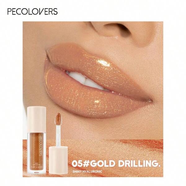 PECOLOVERS Brillo de labios líquido para el maquillaje de labios nutritivo con espejo, de larga duración, con efecto de volumen y con partículas de brillo hidratantes
