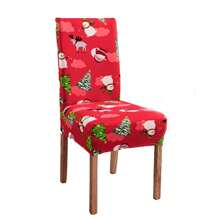 1 Stück/4 Stücke/6 Stücke Stuhlbezüge mit Weihnachtsmann Muster als Weihnachtsdekoration, weicher universell passender Schreibtisch Bezug, abnehmbar und waschbar Anti-Staub Stretch Stuhlschutz