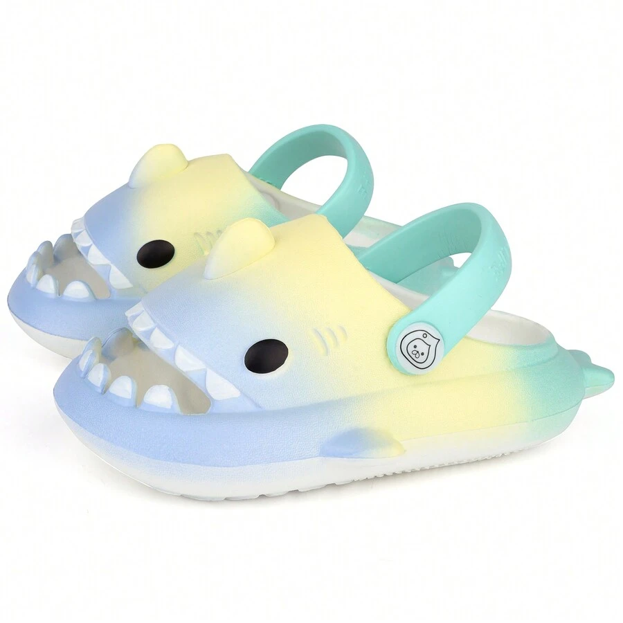 Girls Shark Slippers Boys Summer Cloud Sliders Sandals Cute Soft Lightweight Anti-Slip Beach Pool Shower Shoes Indoor Outdoor - 青碧色 - 查看 1
