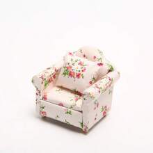 1:12 Dollhouse Miniature Living Room Furniture Set - 3pcs White Fabric Sofa With 4 Pillows, Doll House Sofa, Micro Scenery Decor, Reclining Loveseat, White Decorative, Doll Furniture, Cute Small Sofa, Exquisite Small Sofa Pendant, Miniature Toy Furniture, Suitable As A Gift