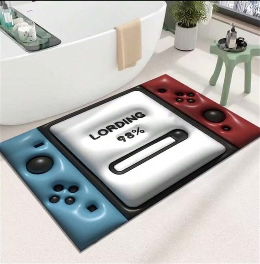 3D Effect Anti-Slip Super Absorbent Shower Mat Super Absorbent Shower Outlet 58x38cm - Màu xanh lam - Xem 1