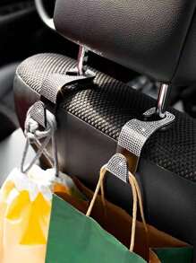 Multi-Functional Portable Diamond Car Seat Back Hanging Hook Headrest Storage Rack Bag Organizer Car Interior Accessory - Multicolor - View 10