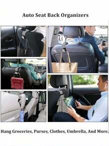 Multi-Functional Portable Diamond Car Seat Back Hanging Hook Headrest Storage Rack Bag Organizer Car Interior Accessory - Multicolor - View 8