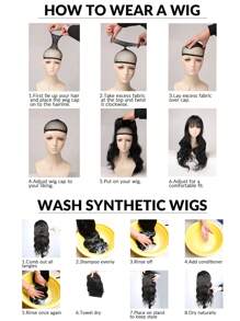 14 Inch Wavy Synthetic Wig With Bangs Short Bob  Wigs Curly Wavy Shoulder Length  Wig Daily Colorful Wig - Black - View 10