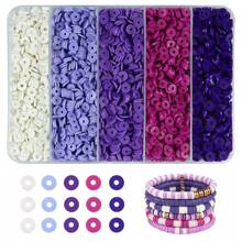 2000 buc Kit margele de argilă 5 grile 6 mm margele distanțiere polimerice de culoare curcubeu pentru fabricarea de bijuterii DIY colier brățară cercei pandantiv