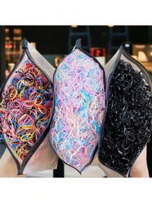 Kit 1000 Elastics Colorful Disposable Rubber Bands Headbands For Children Hair Accessories - 黑色 - 查看 3